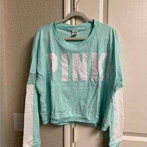 PINK Victoria's Secret Aqua Long Sleeve Tee